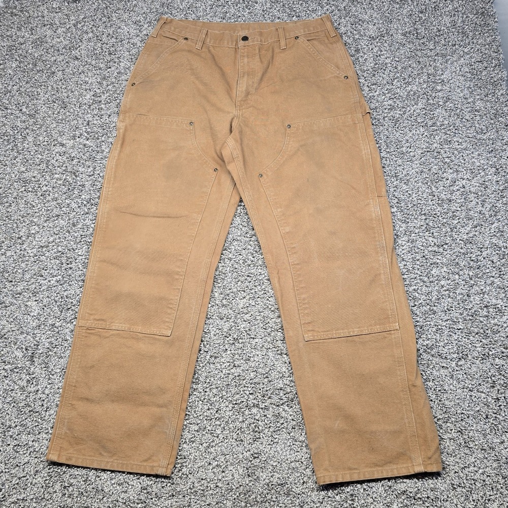 Carhartt B136 BRN Men's Double Knee Workwear Pants Size 34x30 (Fits 34x29.5)